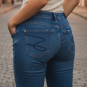 Seven7 Jeans Women Size 8 Blue Denim Skinny Stretch Distressed Med Wash 5 Pocket